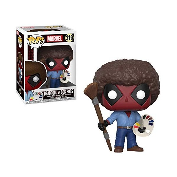 Funko Deadpool Bob Ross Playtime 70s With Afro Pop! Bobble Figure - Deadpool + Bob Ross - Figurine en Vinyle à Collectionner 