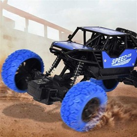 Voitures télécommandées 4 roues motrices tout-terrain gros pneu&nbsp;，4 × 4 Monster Truck Blue Alloy Radio LED Buggy Vehicle, Elec