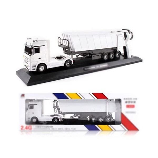 Remote Control Truck 2.4Ghz RC Dump Truck Construction Vehicle Toy with LED Lights and Simulation Sound for Kids White 