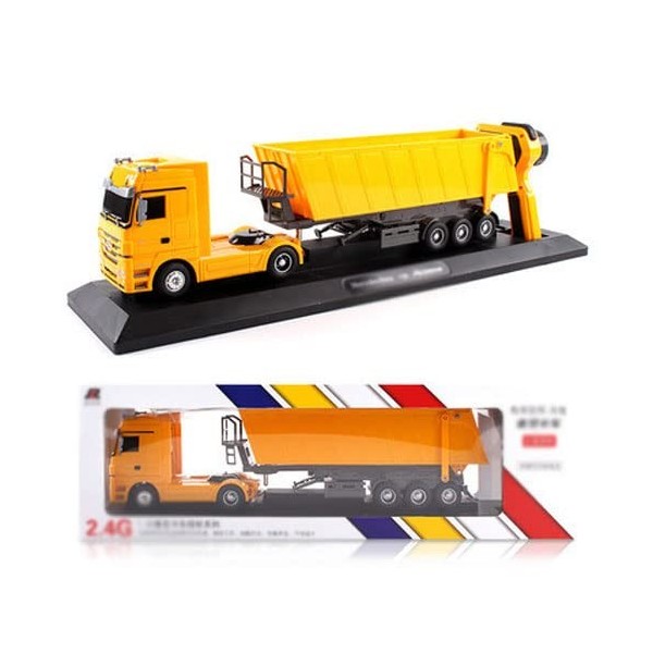 Remote Control Truck 2.4Ghz RC Dump Truck Construction Vehicle Toy with LED Lights and Simulation Sound for Kids White 