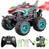 ACAMMZAR Voiture Télécommandée, 2.4GHz 20Km/h Tout Terrain RC Monster Truck avec 2 Batteries 50 Min+, Jouets RC Car avec LED 