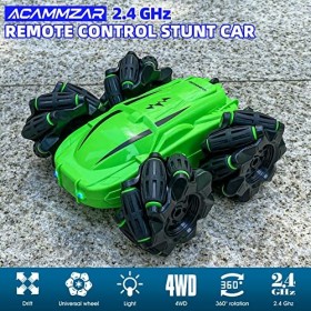 ACAMMZAR Voiture Télécommandée, RC Voiture Telecommandé Tout Terrain pour Enfants, 2.4GHz 4WD 360°Rotation Stunt Car, Offroad