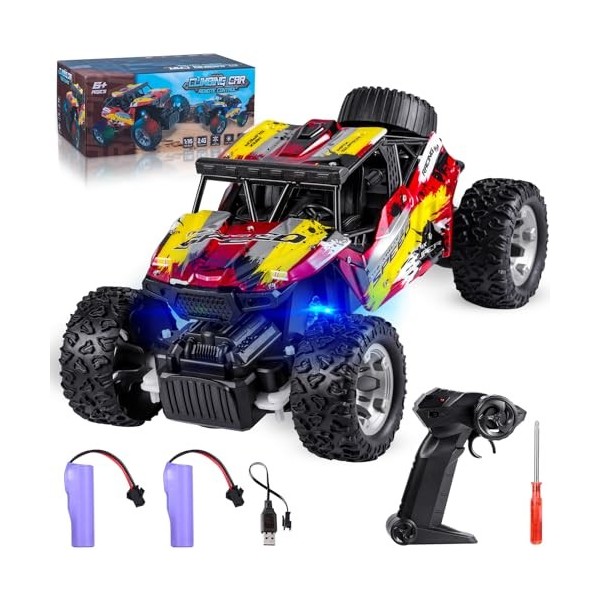 NATTHSWE Voiture télécommandée, 1:16 Offroad RC Voiture 2.4GHz Tout-Terrain Crawlers RC Voiture Télécommandée pour Enfants 6 