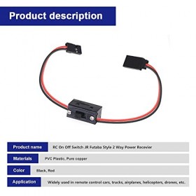 Xiatiaosann RC On Off Switch pour Futaba JR Style Récepteur dalimentation 2 voies pour RC Voiture Camion Avion Crawlers Off-