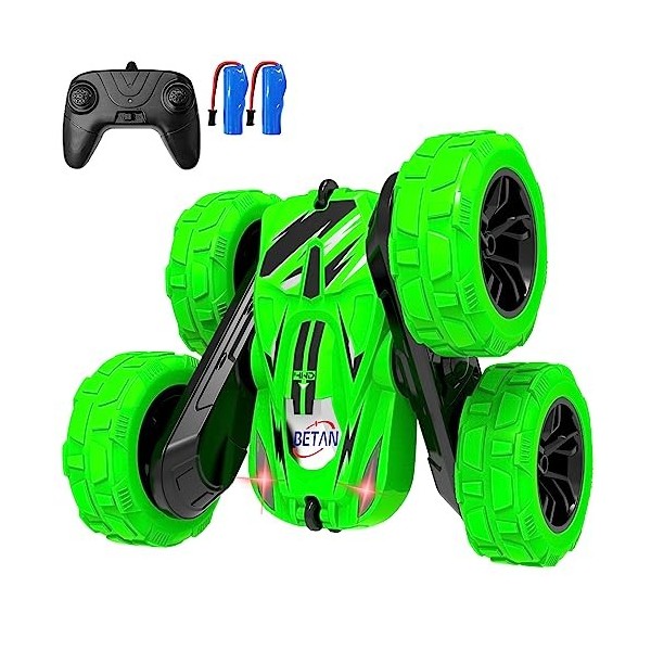 BETAN RC Voiture Telecommandé Tout Terrain, 4WD 360°Rotation Stunt Car Offroad RC Véhicule avec LED, 2.4GHz Voiture Radiocomm