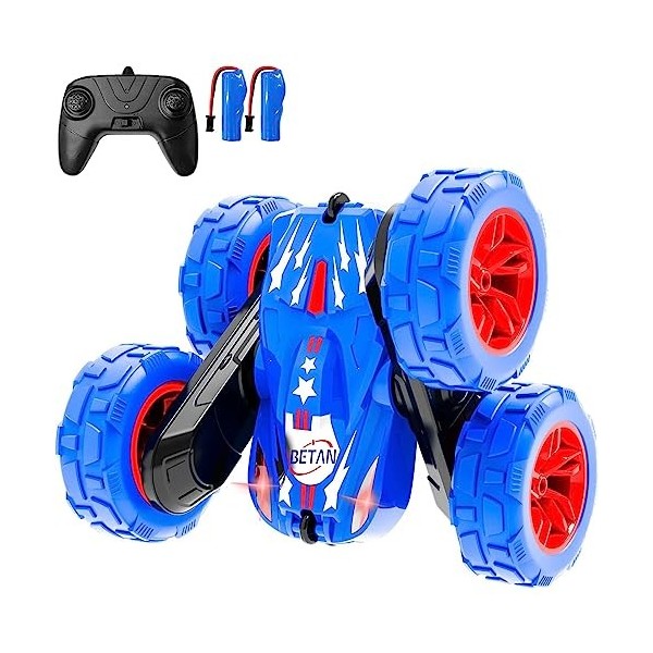 BETAN RC Voiture Telecommandé Tout Terrain, 4WD 360°Rotation Stunt Car Offroad RC Véhicule avec LED, 2.4GHz Voiture Radiocomm