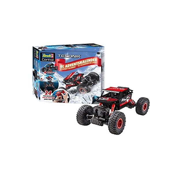 Revell Control- Calendrier de lAvent RC Voiture, 4WD Tout-Terrain, télécommande GHz et Piles, 27,5 cm Véhicule à Construire 