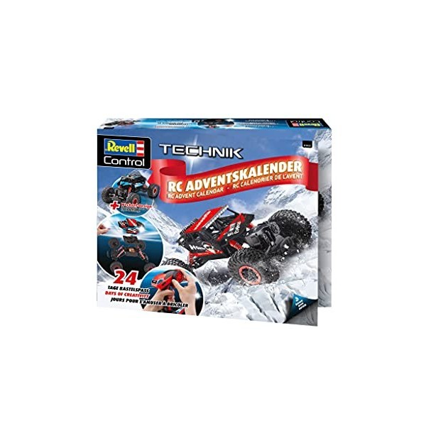 Revell Control- Calendrier de lAvent RC Voiture, 4WD Tout-Terrain, télécommande GHz et Piles, 27,5 cm Véhicule à Construire 