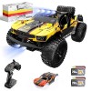 DEERC Voiture télécommandée 1:10 avec lumières RC Voiture 48km/h 4WD Offroad Hobby Grade Monster Crawler avec 2 batteries 40 