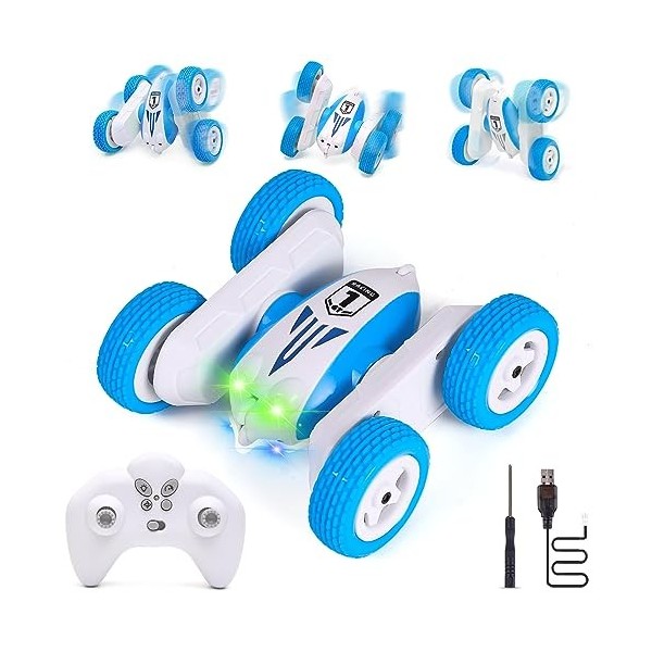 Vubkkty Voiture télécommandée RC pour Enfants, Mini 4WD 2,4 GHz, Jouet télécommandé, Flips Double Face, Rotation à 360 °, Jou