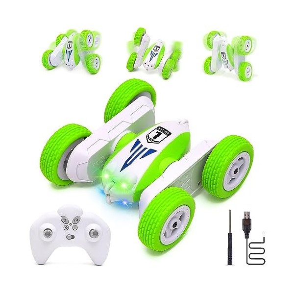 Vubkkty Voiture télécommandée RC pour Enfants, Mini 4WD 2,4 GHz, Jouet télécommandé, Flips Double Face, Rotation à 360 °, Jou