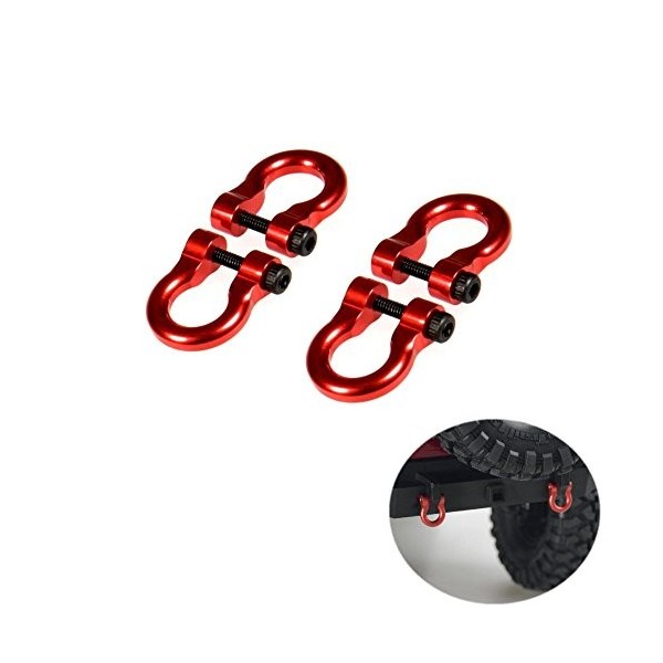 ZuoLan 4 pièce 1/10 Échelle Crochet de remorquage D-Rings pour Traxxas TRX4 T4 RC Crawler Truck Voiture Accessoires Rouge 