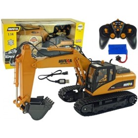 Lean Toys Excavatrice Radiocommandée avec télécommande lumières sons et batterie rechargeable tracteur bulldozer chenilles tr
