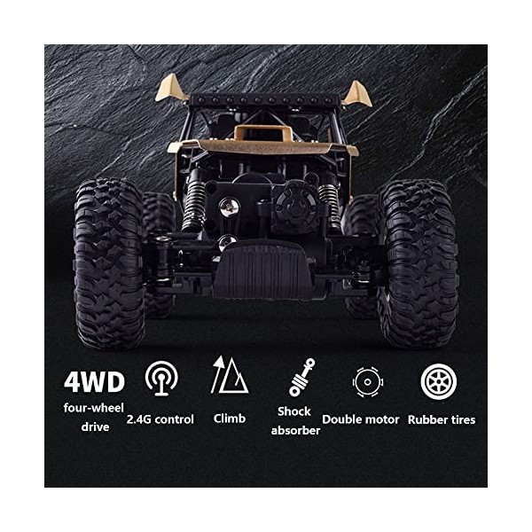 WZRYBHSD Voiture RC 4WD 2.4Ghz Crawlers Véhicule tout-terrain jouet, coque en métal, voiture télécommandée, double moteurs RC