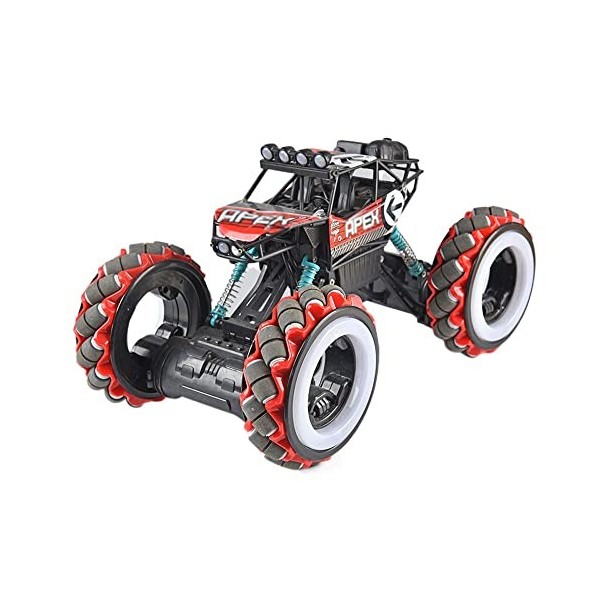 SCOOVY 1/12 RC Stunt Car, 360° Rotation Double Télécommande Drift RC Vehicle All Terrains Crawler RC Truck avec Lumière pour 