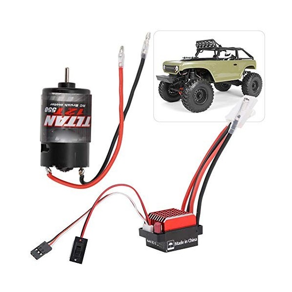 Alomejor 550 RC Moteur brossé 360A Moteur électrique adapté pour 1/10 échelle RC Rock Crawlers Rock Racers 12T 