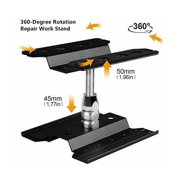 BEYEE Station de réparation de Voiture RC, Rotation à 360 degrés en Aluminium pour 1/8 1/10 1/12 TRX4 SCX10, RC Crawler Monst