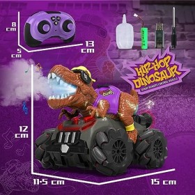 Kiztoys Voiture Telecommandé Enfant, 4WD RC Dinosaure Monster Truck Tout Terrain Jouet Véhicule avec Pulvérisation Brumisatio