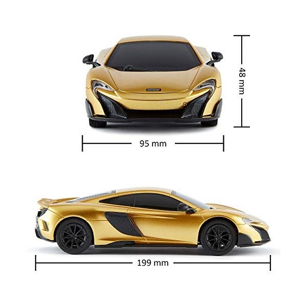 CMJ RC Cars Voiture télécommandée sous Licence Officielle McLaren 675LT, échelle 1:24, phares de Travail, 2.4 GHz, Or