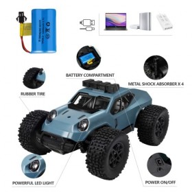 Kizeefun Voiture télécommandée, 2,4 Ghz 1/20 RC Voiture Véhicule Tout-Terrain 20 km/h Jouet électrique avec 2 Piles 50 Min de