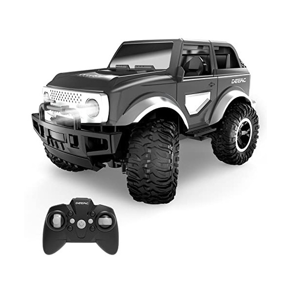 DEERC 1:18 Jeep Rose Voiture télécommandée Fille Phare LED 2.4GHz Monster Truck Voiture Tout-Terrain pour 6 7 8 9 Ans Garçons