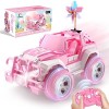 DEERC 1:18 Jeep Rose Voiture télécommandée Fille Phare LED 2.4GHz Monster Truck Voiture Tout-Terrain pour 6 7 8 9 Ans Garçons