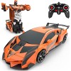 Baztoy Voiture Télécommandée - 2 en 1 Robot Jouets Transformable RC 2.4GHz Voiture Police Radiocommande avec 360°Rotation Rec