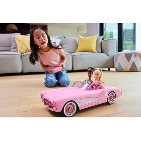 Barbie Le Film - Barbie Voiture Corvette Radiocommandée À Piles Tirée Du Modèle Réel Stingray 1956, En Métal, À Collectionner