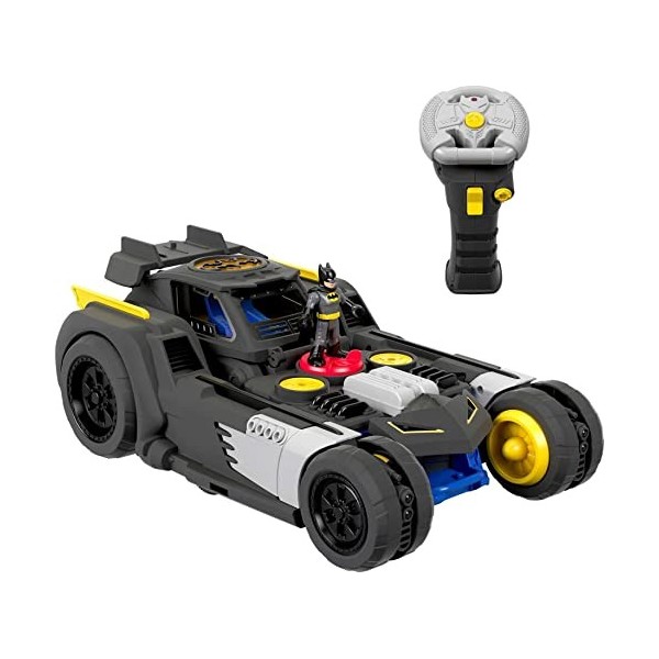 Imaginext DC Super Friends Batmobile transformable avec lanceur de disques, sons et lumières, jouet pour enfant dès 3 ans