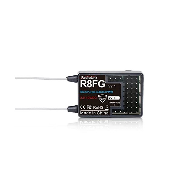 Radiolink 2.4Ghz R8FG Récepteur gyroscopique 8 canaux avec télémétrie de Tension, contrôle à Longue Distance, RX déclaboussu