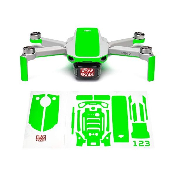 Wrapgrade Skin Ensemble dautocollants Compatible avec DJI Mini 2 | Couleur daccent Coloration-X 