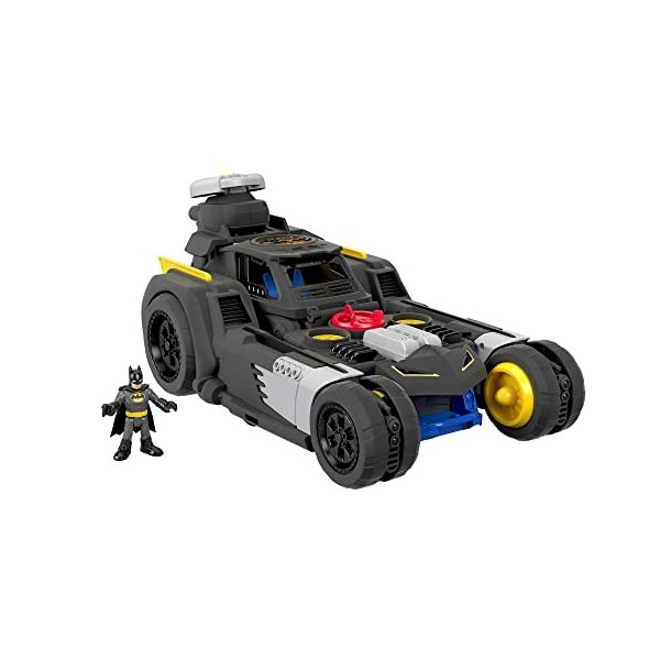 Fisher-Price Imaginext DC Super Friend, Batmobile Télécommandée Transformable, avec effets lumineux et sonores, 4 disques pro