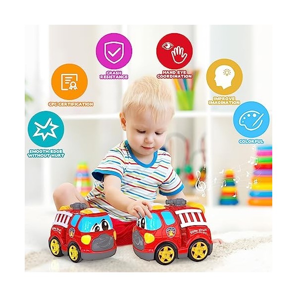 JOLLY FUN Voiture télécommandée pour garçons de 4 à 7 ans, voitures RC avec lumière et musique, jouet de cascade pour enfants