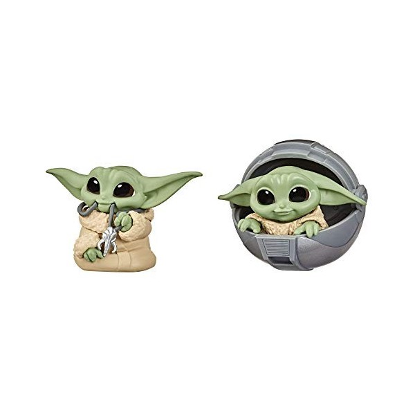 Star Wars The Mandalorian - Pack de 2 Figurines Baby Bounties The Child Bébé Yoda de 5,5 cm - avec Landau et avec Collier man