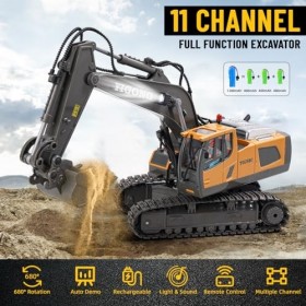 Daioller Excavateur télécommandé pour Enfants,Excavateur RC Rechargeable avec Pelle en métal,Véhicules de Construction,Excava