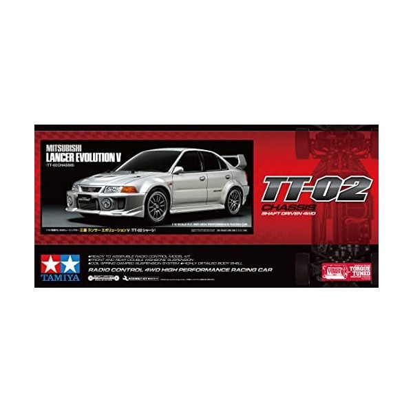 TAMIYA 58713 1:10 RC Mitsubishi Lancer Evo V TT-02 – Voiture télécommandée, modélisme, kit à Assembler, Loisirs, Bricolage, m