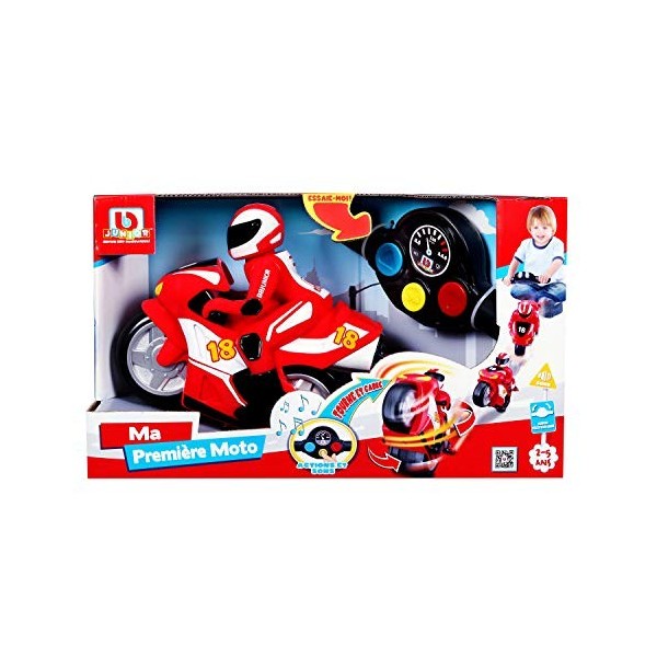 BB Junior First rc Pilote et télécommande Guidon-Course, Dès 2 ans, 95001R, Moto Rouge