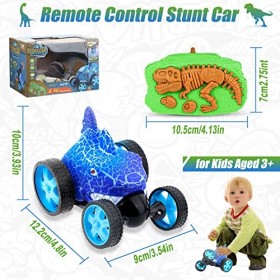 zootop Voiture Télécommandée, Rotation de 360° de la Voiture Cascade RC avec Lumière 2.4GHz Dinosaure Jouet Télécommandé Rech
