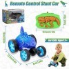 zootop Voiture Télécommandée, Rotation de 360° de la Voiture Cascade RC avec Lumière 2.4GHz Dinosaure Jouet Télécommandé Rech