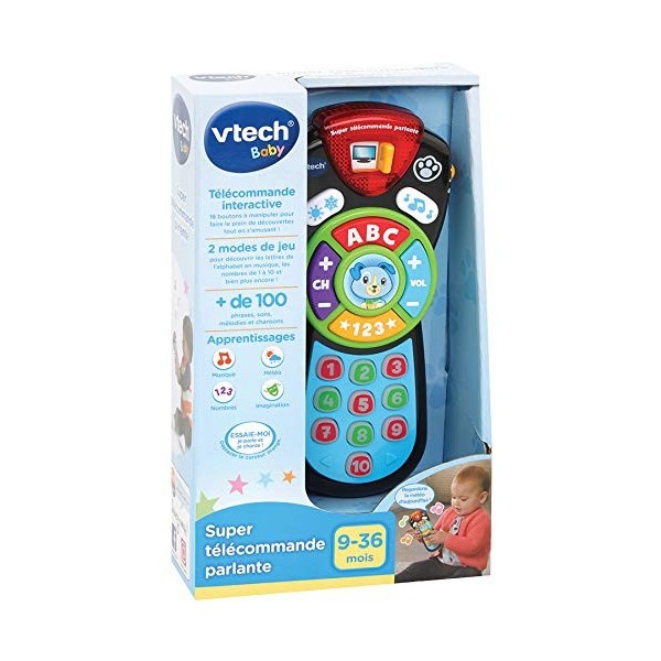 VTECH- Super TELECOMMANDE PARLANTE Baby Jouet Premier Age, 80-606275, Multicolore - Version FR