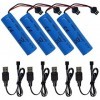 NAVESO 4 PCS 3.7V 1200mah Batterie au Lithium avec Chargeur USB SM-2P, Batterie au Lithium pour RC pour Les Voitures Modèles,