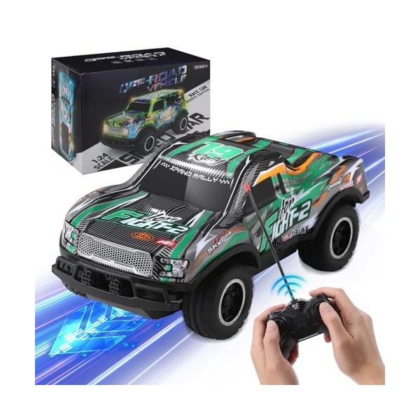 Coikes Voiture télécommandée 1:24 Voiture RC pour Enfants avec lumière LED RC Voiture de Course Jouet tout-terrain Télécomman