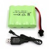 Gecoty® Batterie Rechargeable Ni-MH AA 4.8v 2400mAh, avec câble de Chargement et Prise SM 2P, Convient pour Les Voitures télé