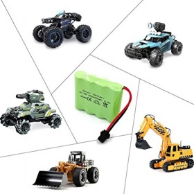 Gecoty® Batterie Rechargeable Ni-MH AA 4.8v 2400mAh, avec câble de Chargement et Prise SM 2P, Convient pour Les Voitures télé