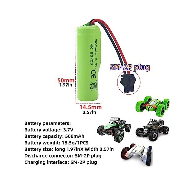 ZYGY 2PCS 3.7V 500mah Batterie au Lithium pour DE35 DE38 DE40 DE50 TB202 TB201 TM201 TM202 TC141 DE44 DE55 TS201 TD202 TD161 