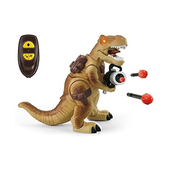 ThinkGizmos DinoShooter Jouet Dinosaure T-Rex Télécommandé avec Effets Sonores et Tirs de Missiles - Jouet pour Garçon et Fil