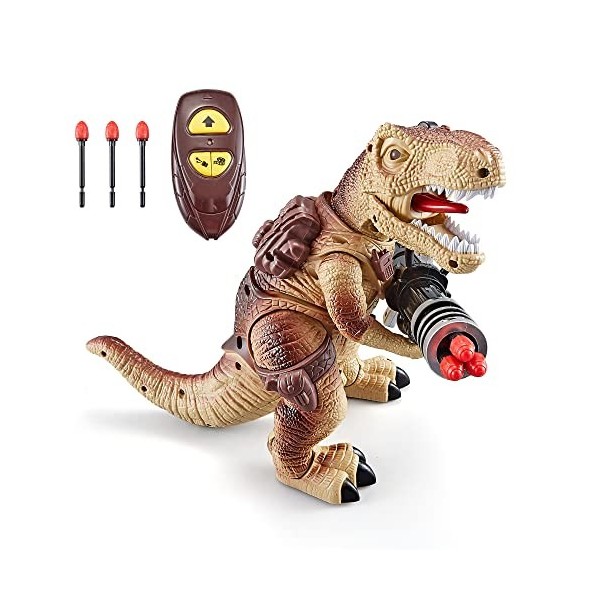 ThinkGizmos DinoShooter Jouet Dinosaure T-Rex Télécommandé avec Effets Sonores et Tirs de Missiles - Jouet pour Garçon et Fil