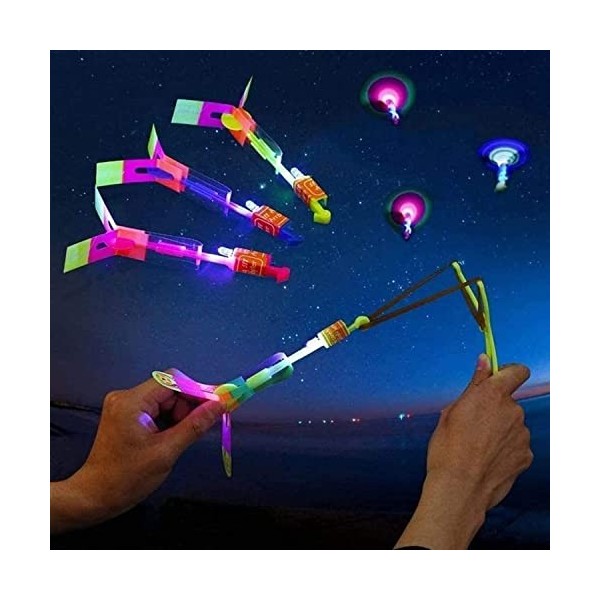 Pipihome 20 PCS Hélicoptères Jouets Volants, Catapulte Volante Jouets Lumineux LED, Fusées Helicopter Flying Toy, Flash Flyin