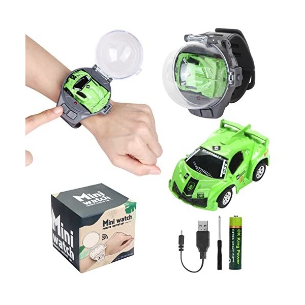 Tomatong Telecommandé Enfant Montre Voiture,Mini Mignon Poignet Montre Racing Jouetde Course pour 3 Ans garçon Fille,USB,Hall