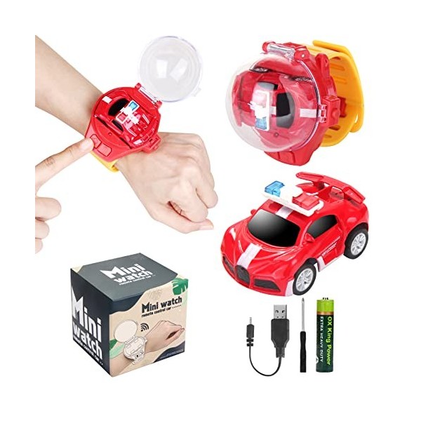 Tomatong Telecommandé Enfant Montre Voiture,Mini Mignon Poignet Montre Racing Jouetde Course pour 3 Ans garçon Fille,USB,Hall